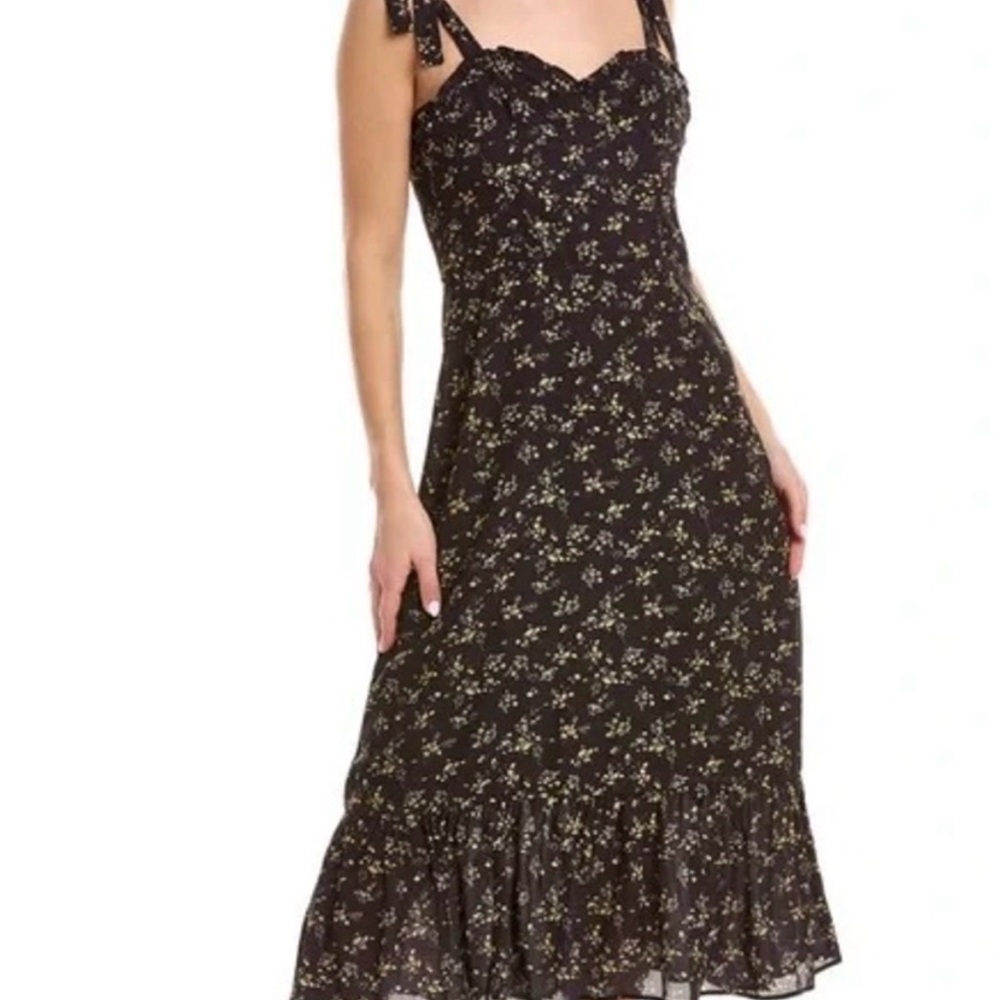 O.P.T. Black Floral Midi Dress